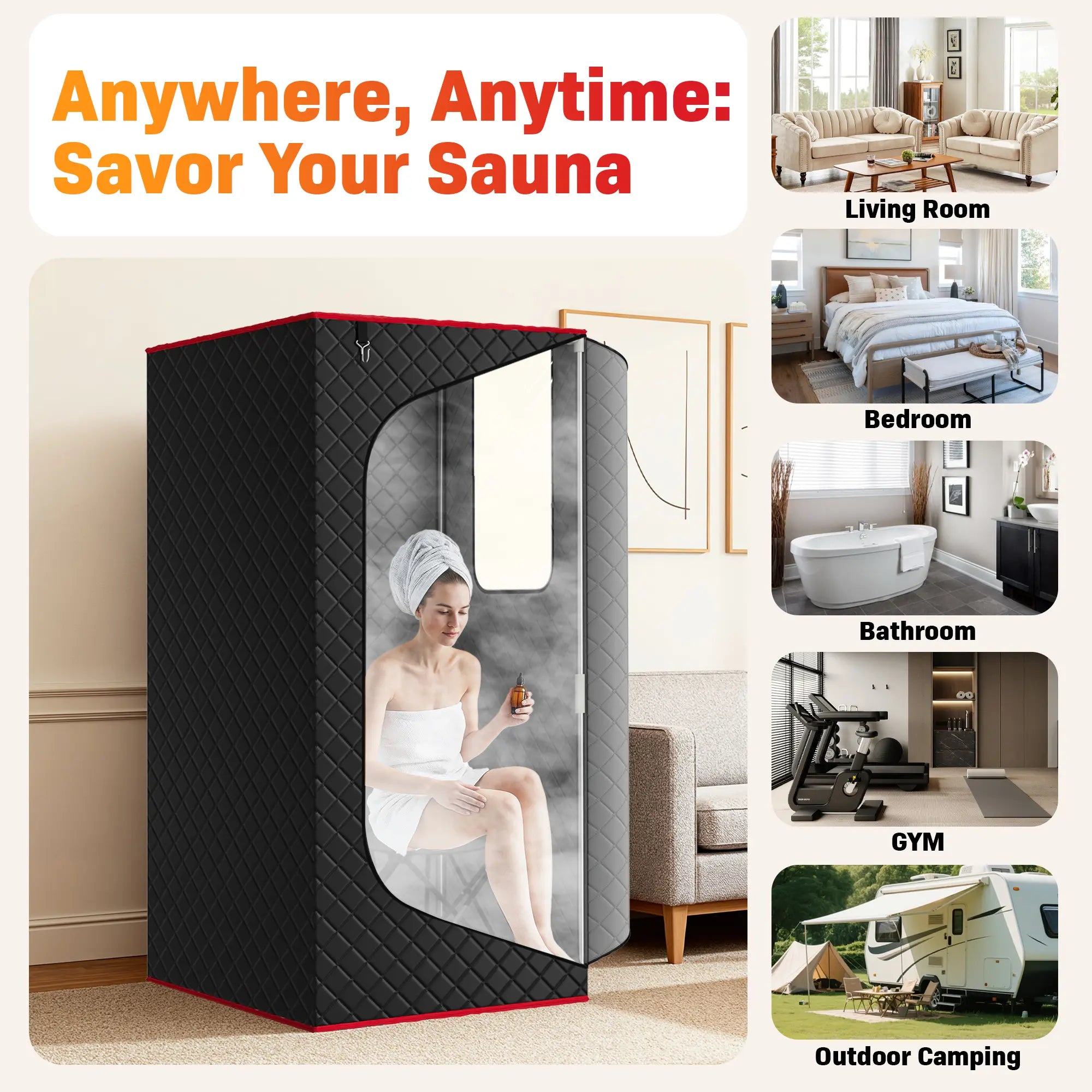 Portable Dry Sauna SPA Full Body Sauna Box for Home 3.0L 1200W Steamer